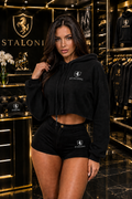 Black & White Crop Hoodie & Shorts Bundle
