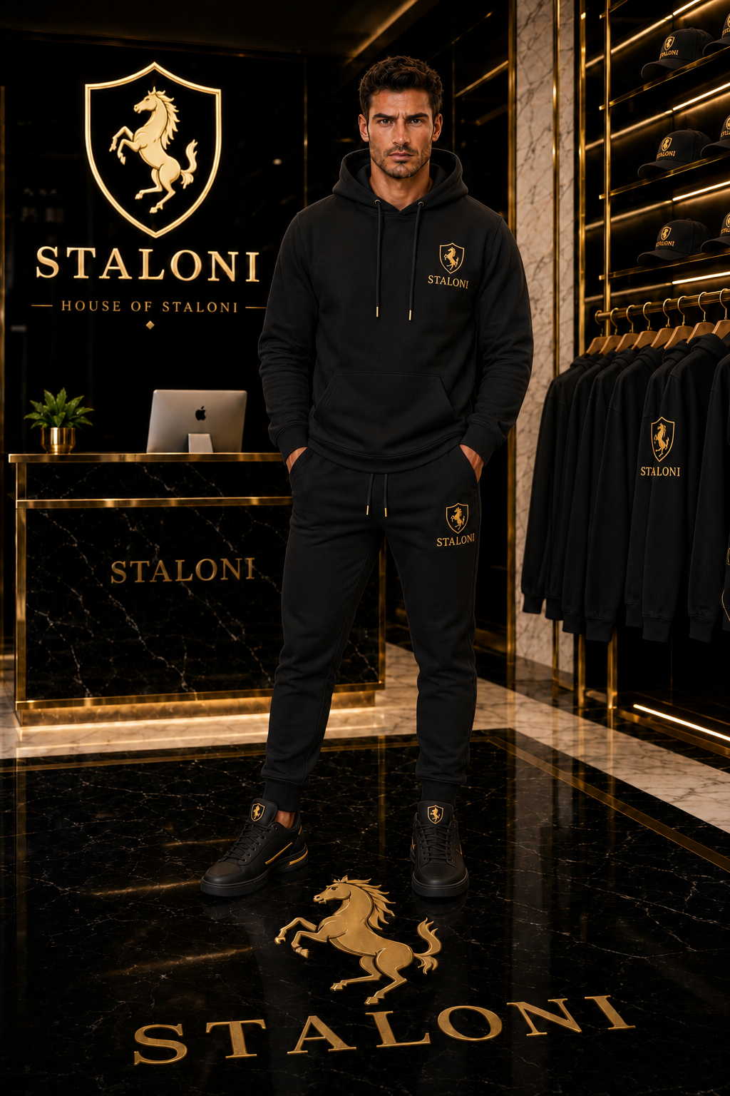STALONI Black & Gold Signature Track Pants