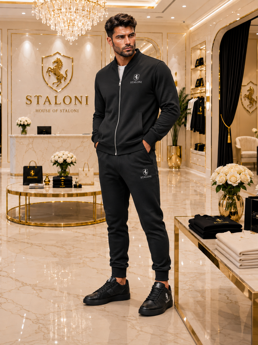 STALONI Black & White Signature Bomber Jacket