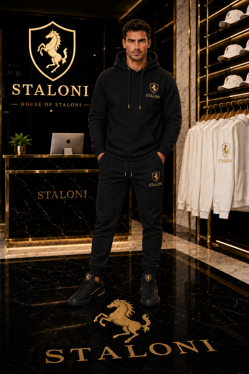 Black & Gold Hoodie M