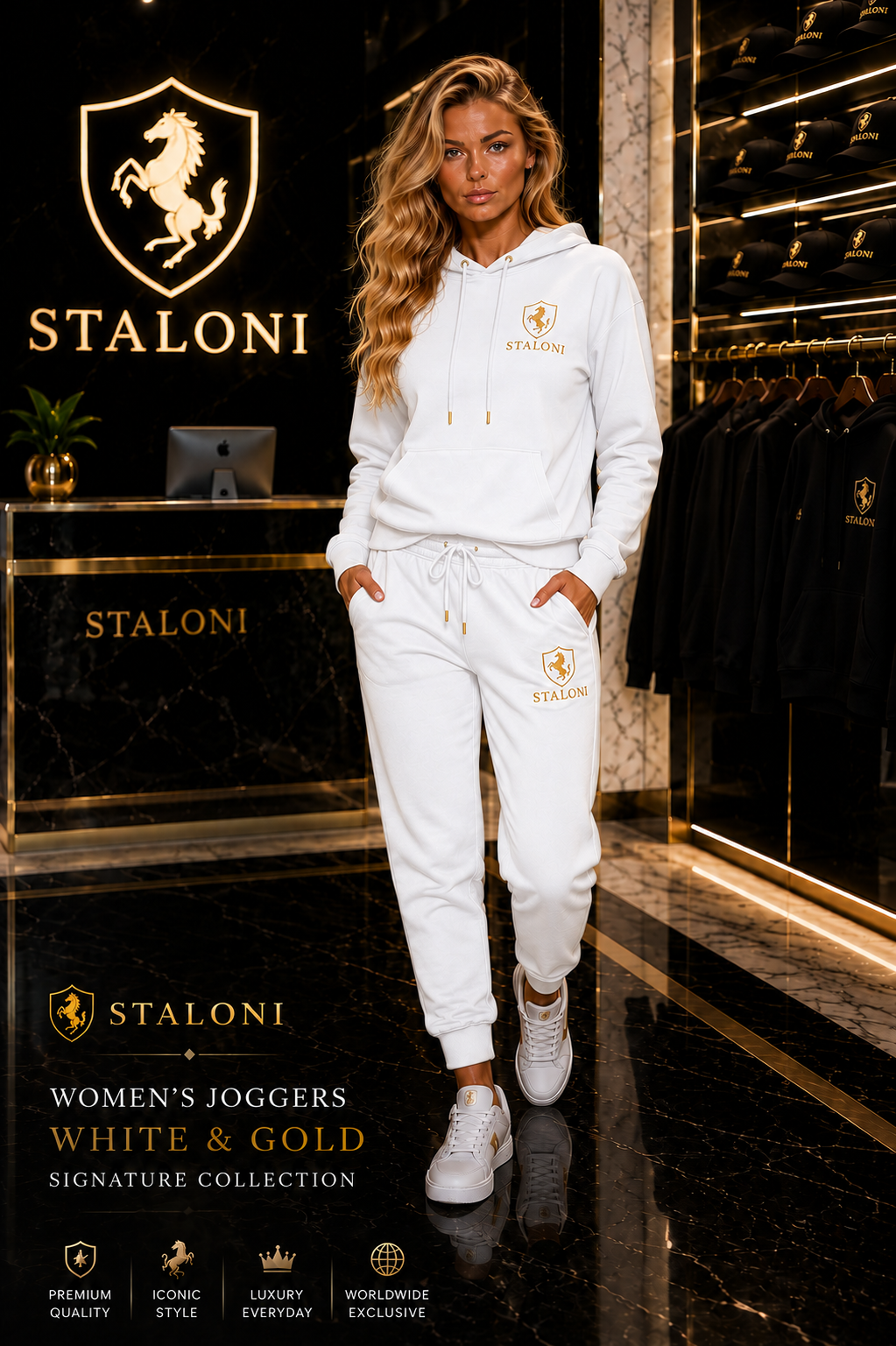 STALONI White & Gold Hoodie & Track Pants Bundle