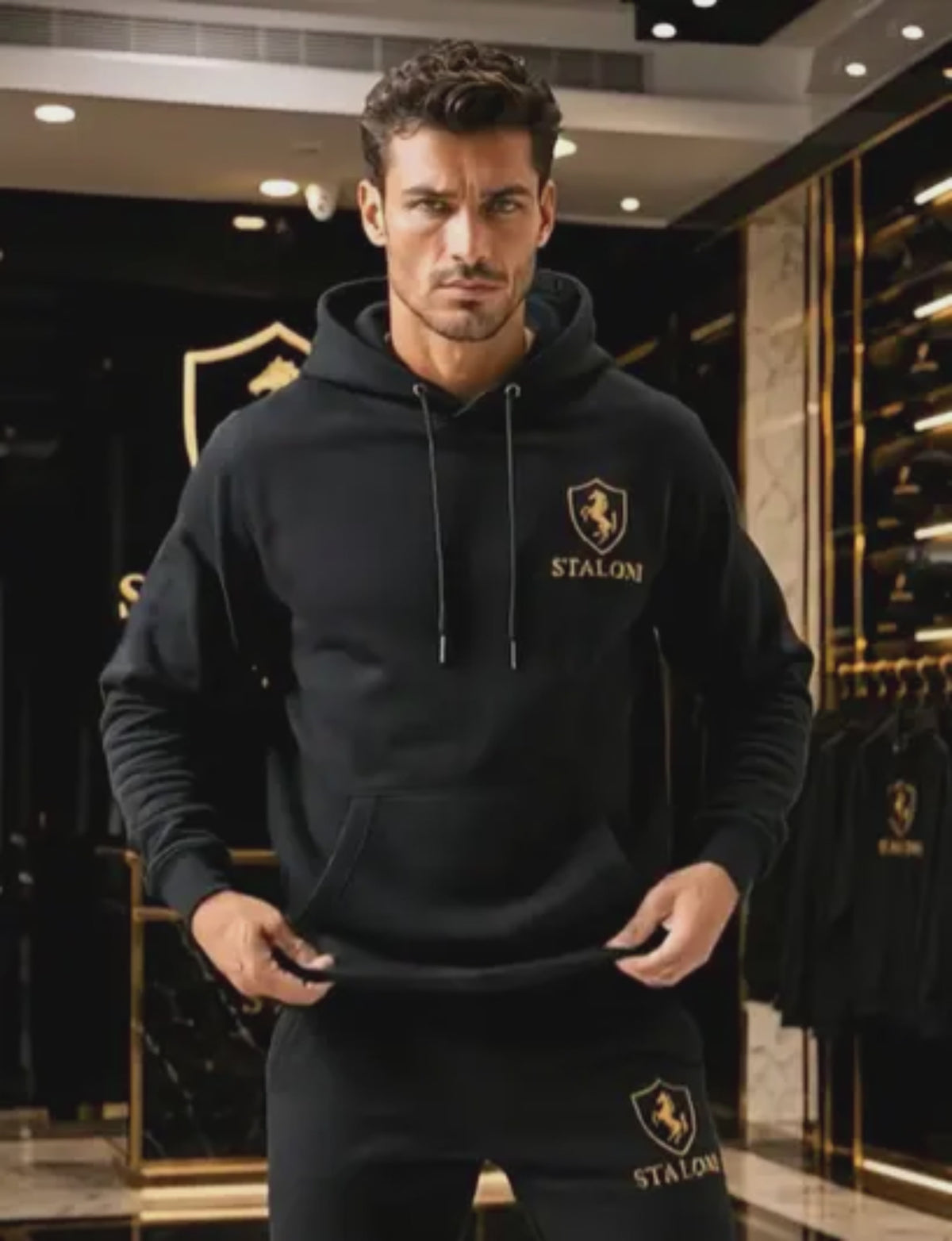 Black & Gold Hoodie M