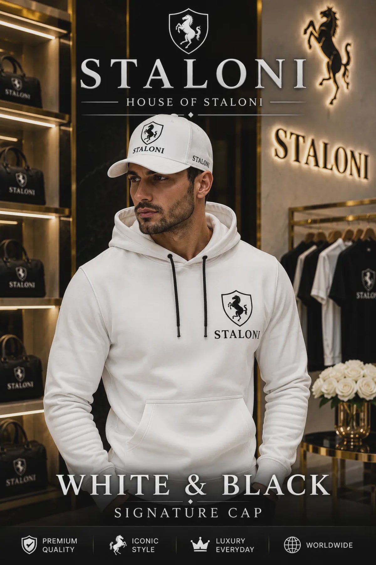White & Black Hoodie M