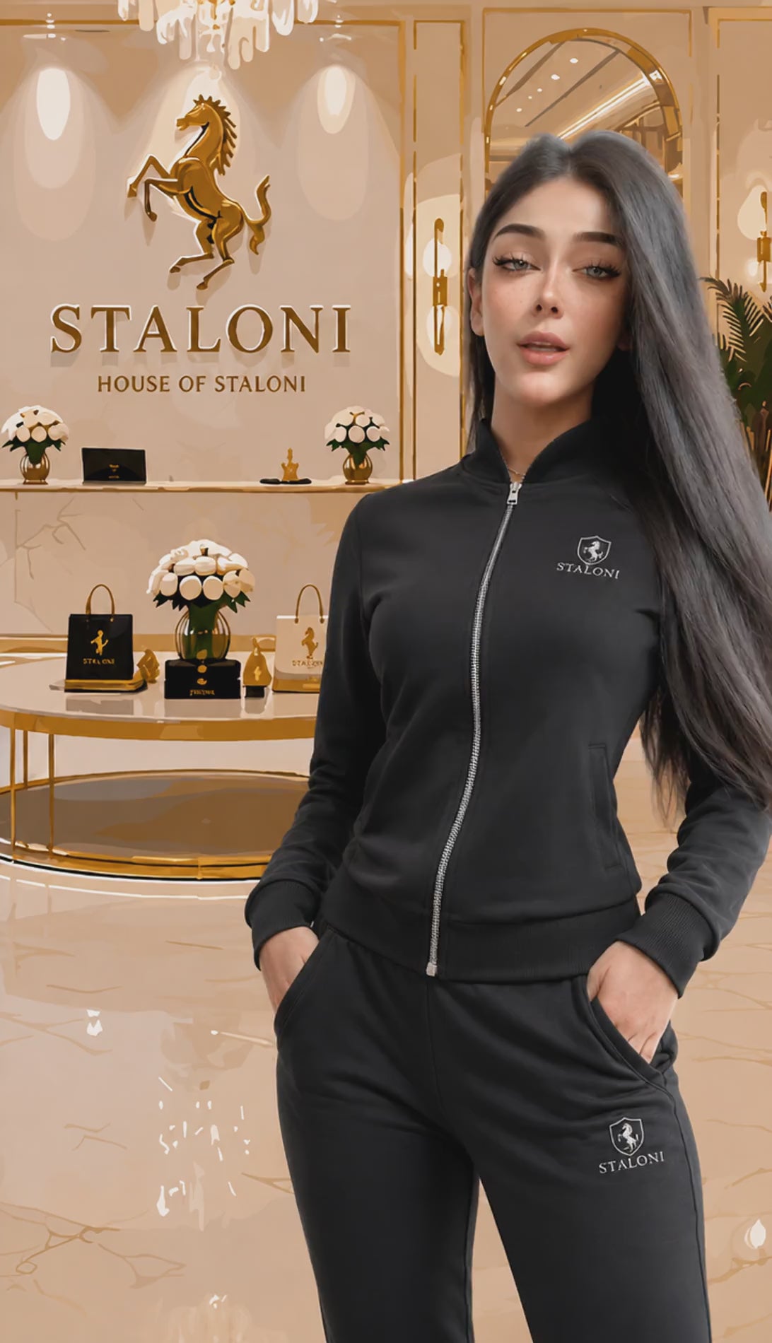 STALONI Black & White Signature Bomber Jacket