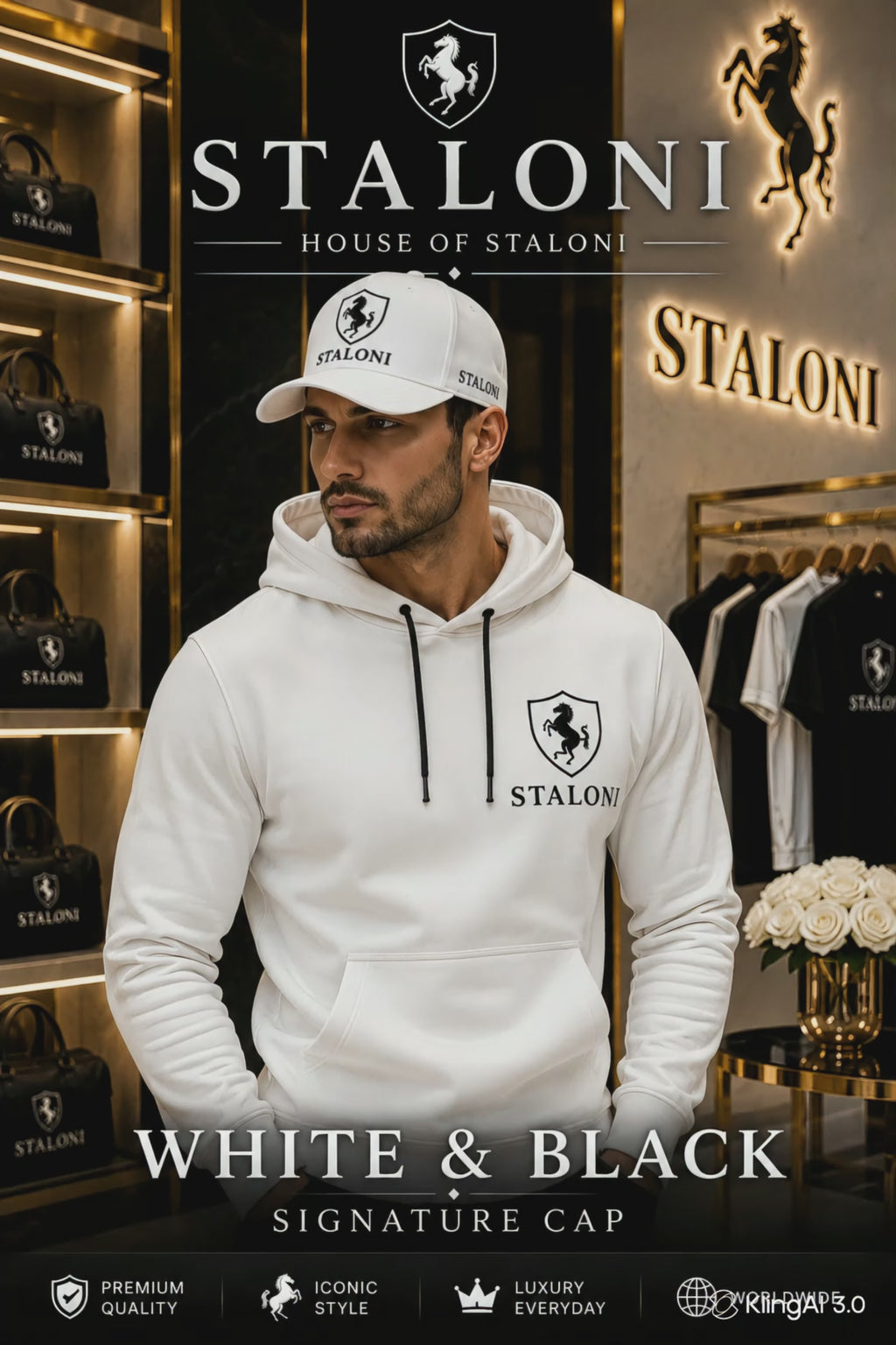 White & Black Hoodie M