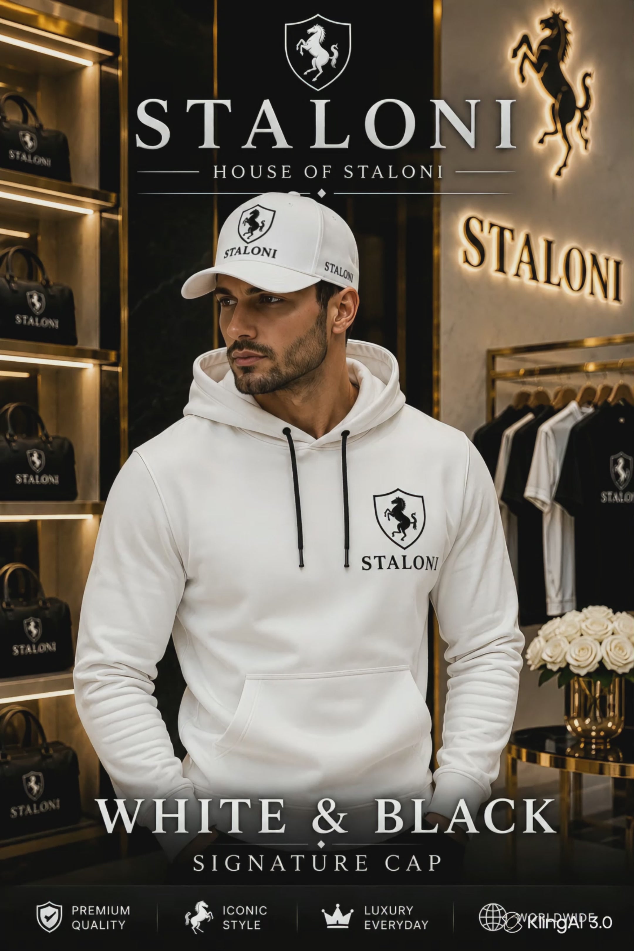 STALONI White & Black Signature Cap