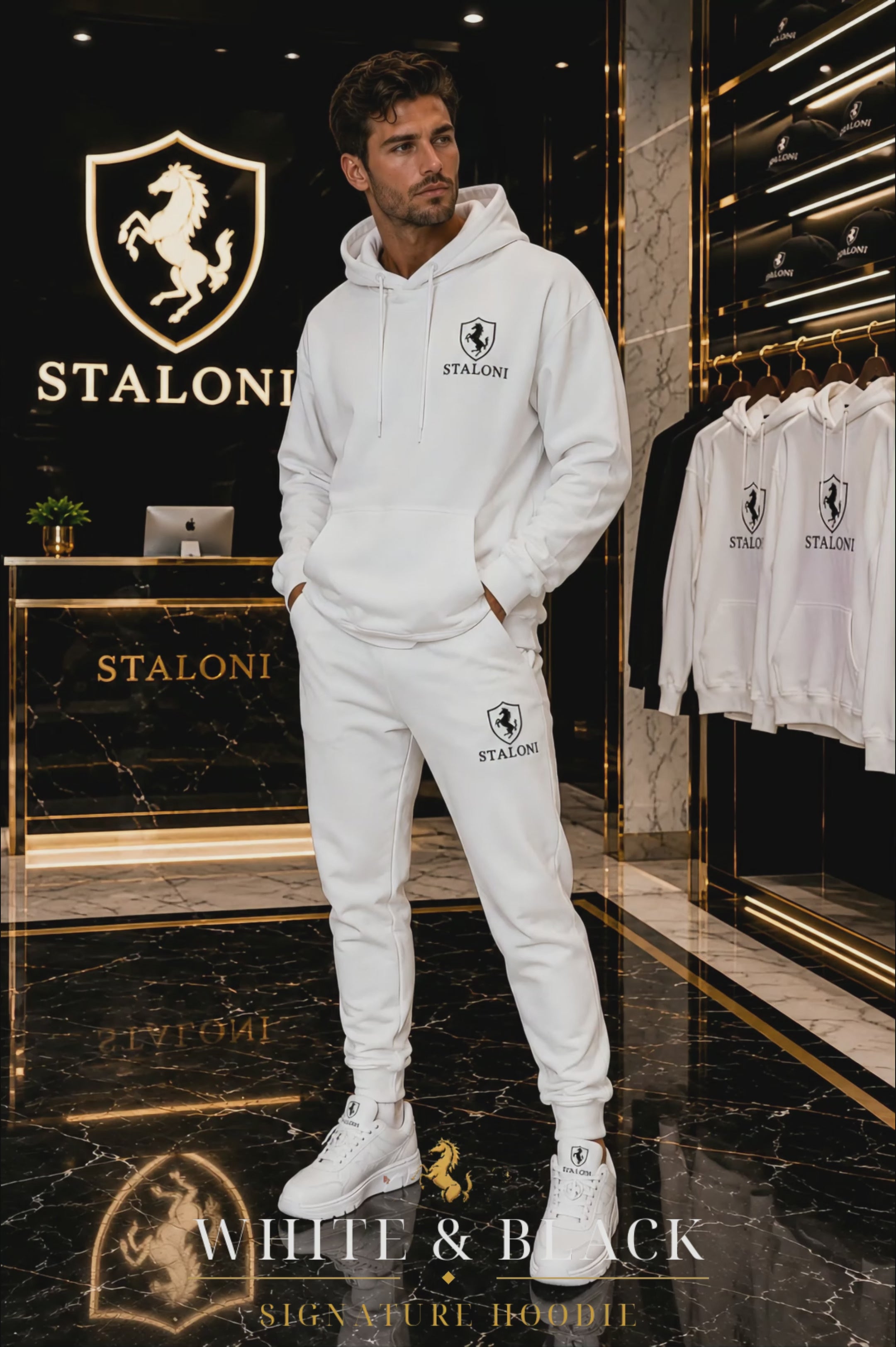 STALONI White & Gold Signature Tracksuit