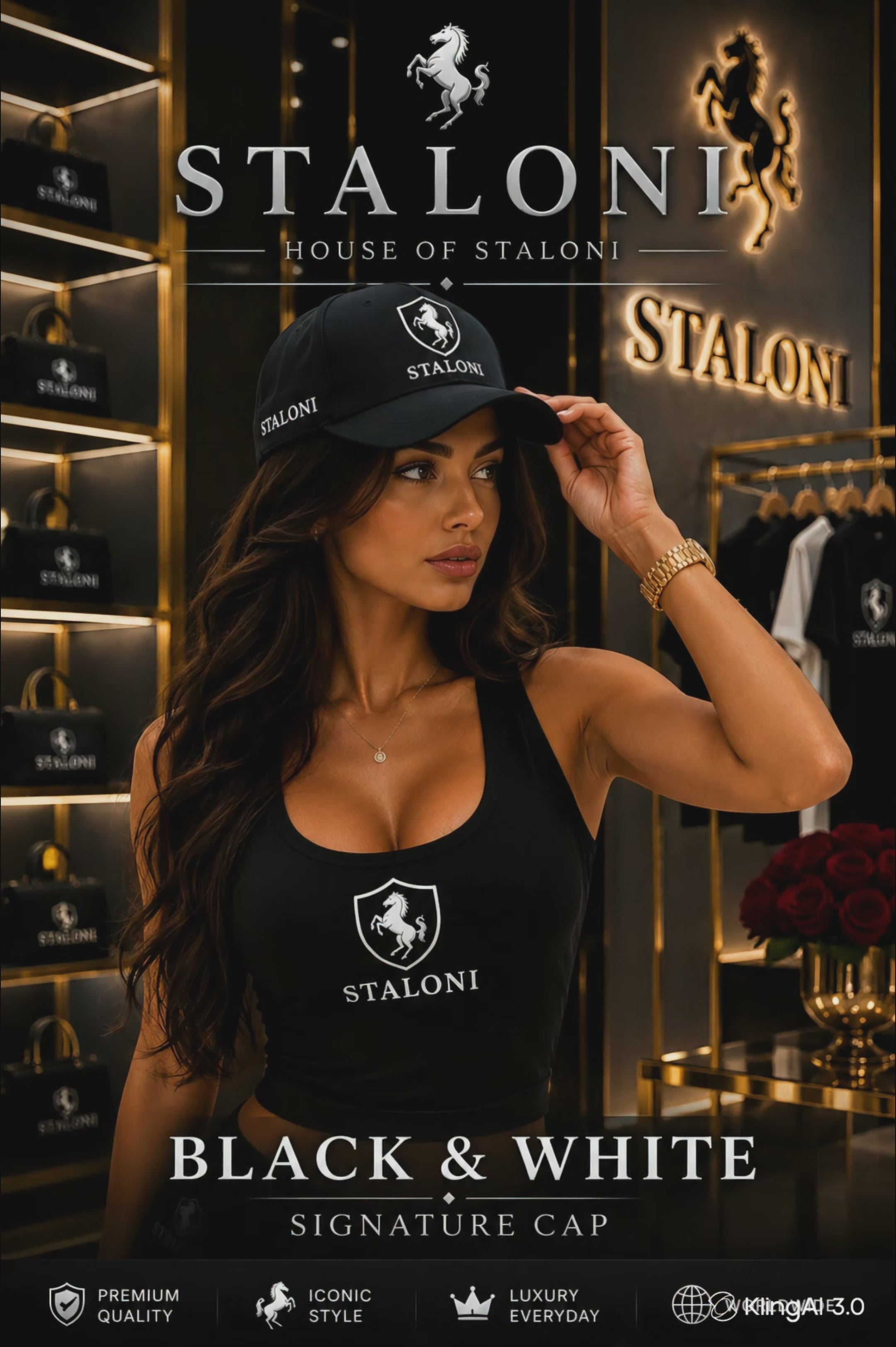 STALONI Black & White Signature Cap