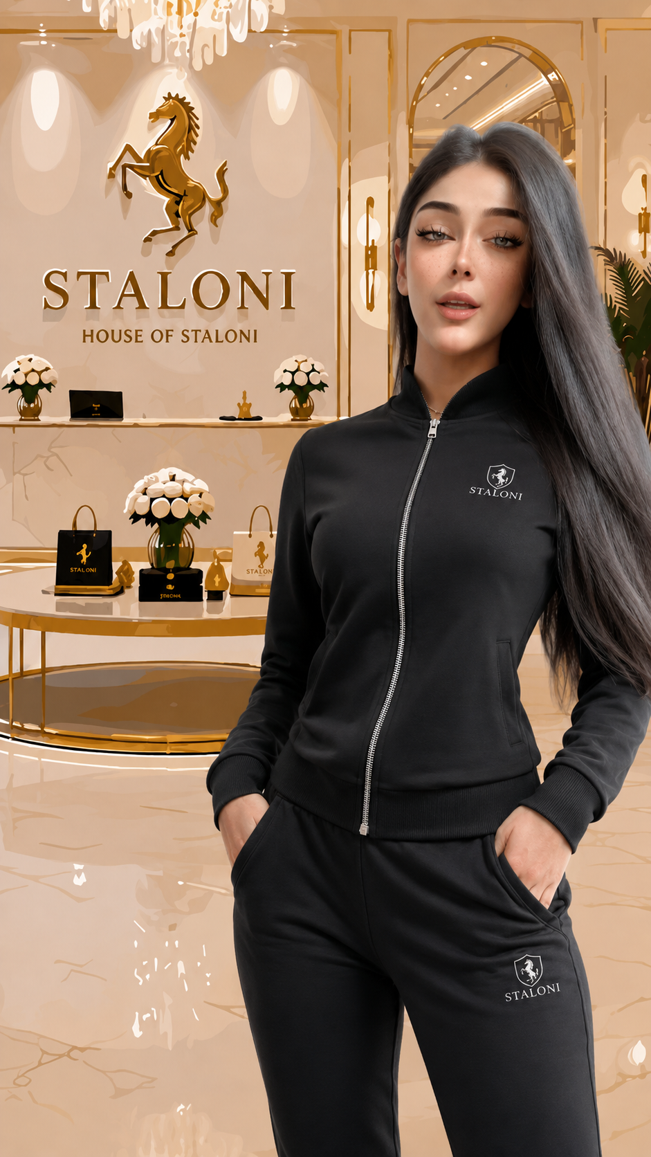 STALONI Black & White Signature Bomber Jacket