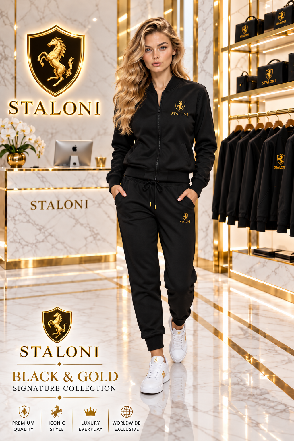 STALONI Black & Gold Signature Tracksuit Bundle