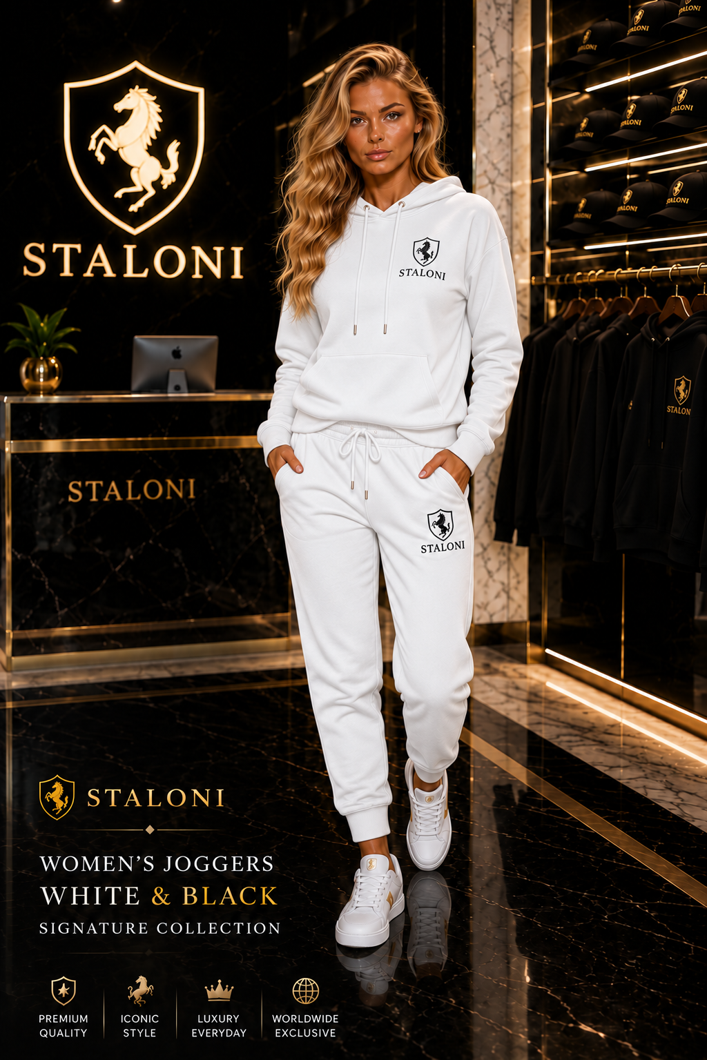 STALONI White & Black Hoodie & Track Pants Bundle