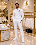 White & Black Quarter Zip + Track Pants Set M