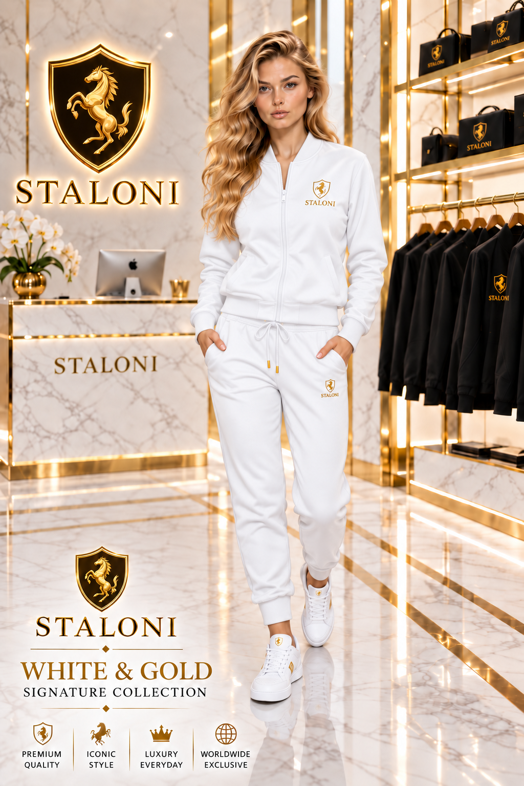 STALONI White & Gold Signature Tracksuit Bundle
