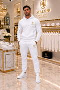 White & Gold Hoodie + Track Pants Set M